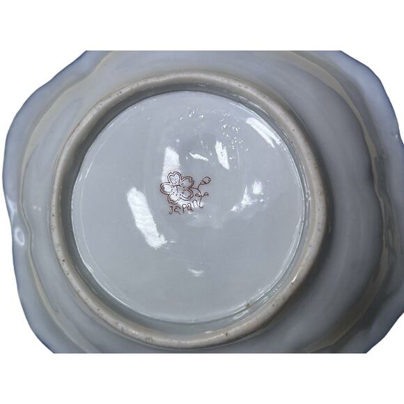 Vintage Japanese Bowl Scalloped Hand-Painted Geisha Blue Gold Trim Set of 2 - Picture 6 of 7